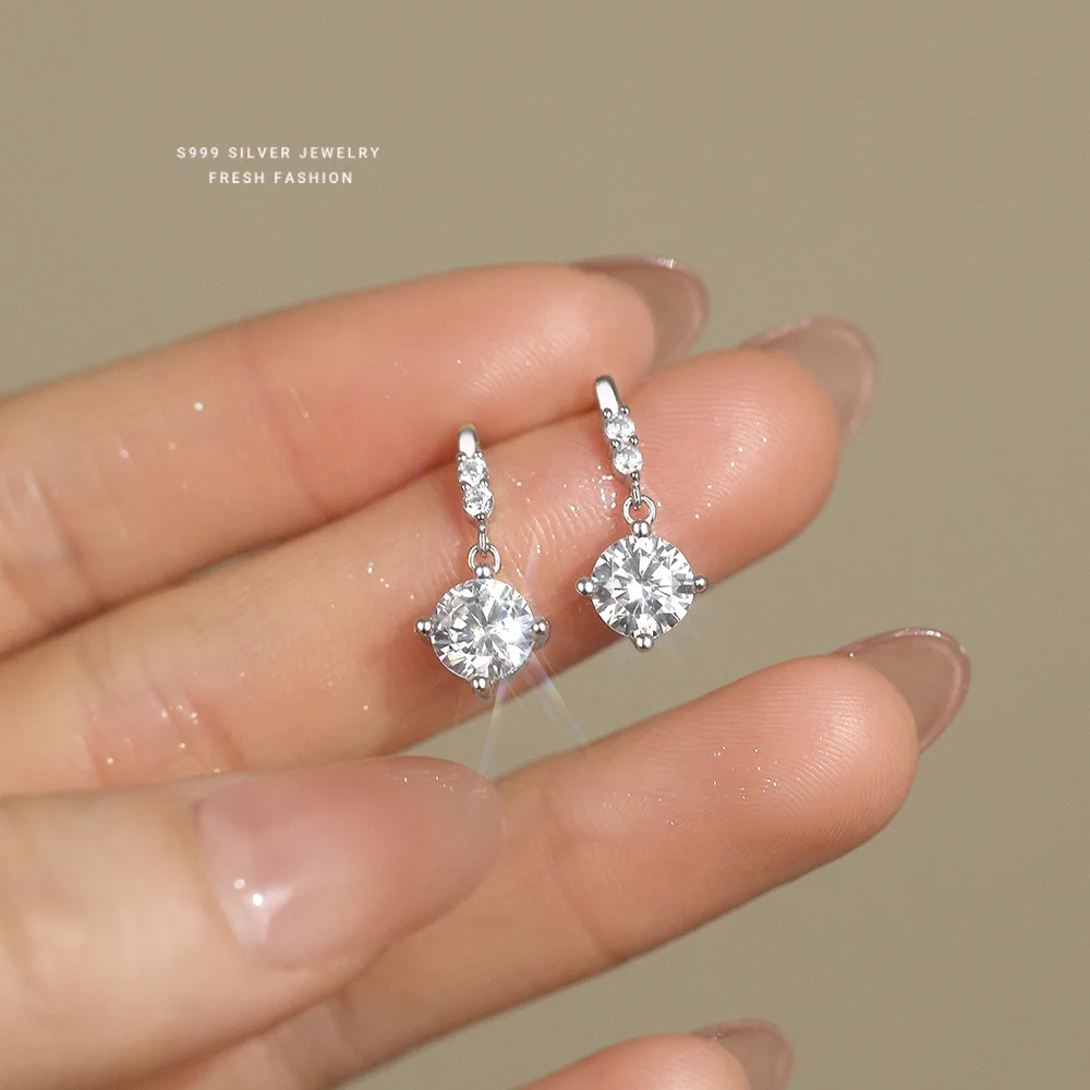 S925 Sterling Silver Plated 18K Gold Heart-Shaped Waterdrop Earrings for Women Elegant Minimalist Micro-Set Ear Jewelry