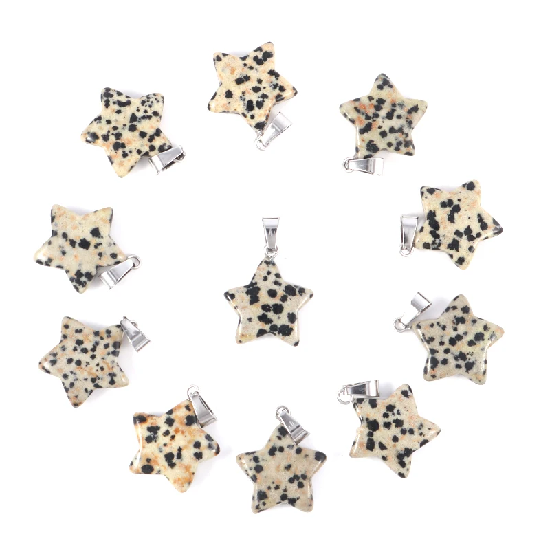 Fubaoying 25 Pieces Natural Stone Quartz Star Charm Pendant 6