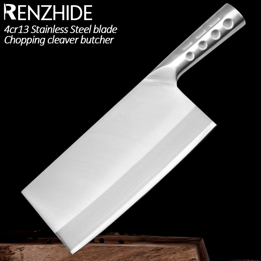 

RZD Chinese Chef Chopping Knife Stainless Steel 4CR13 Kitchen Cooking Slicing Meat Vegetable Fishing Fillet Full Tang Blade