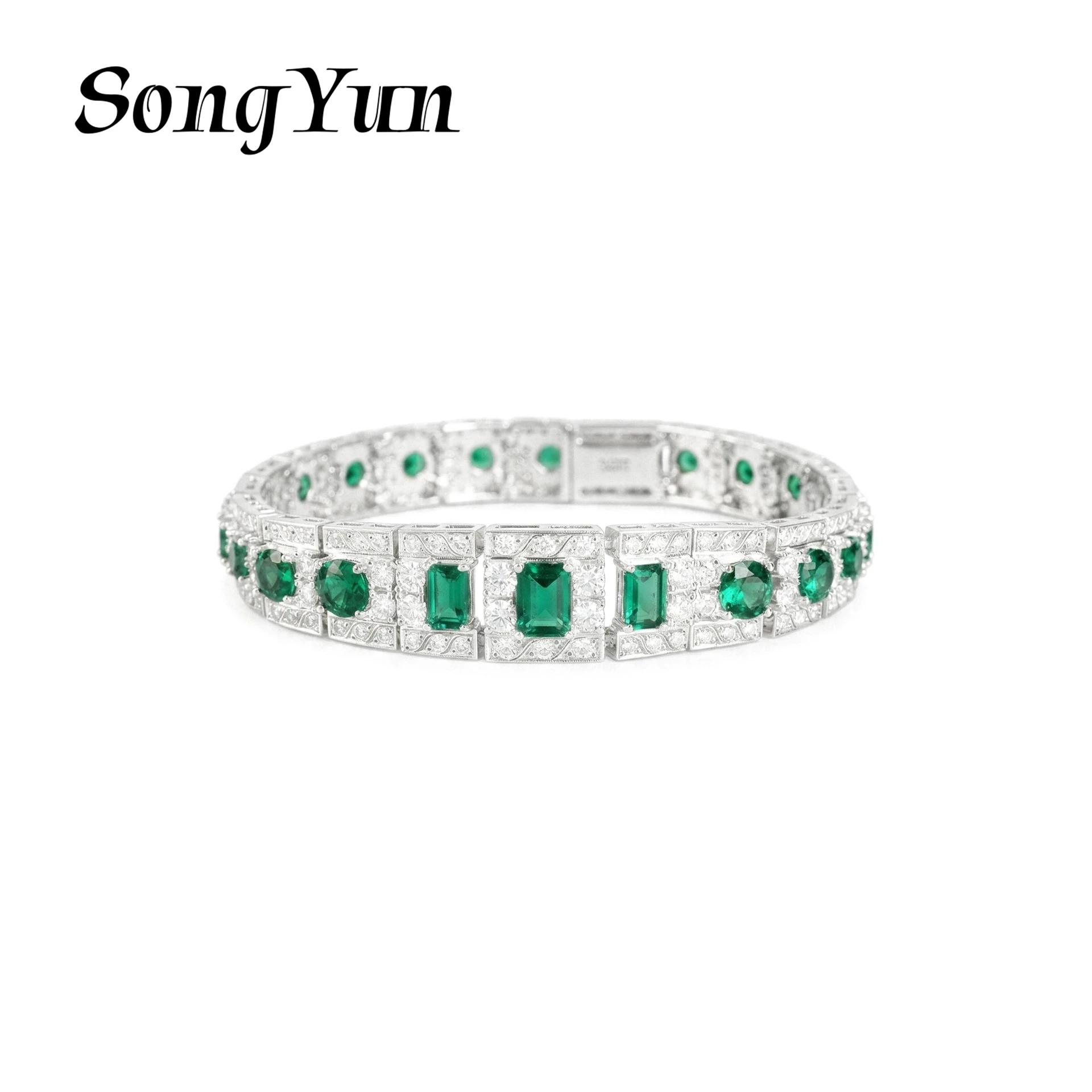 

SongYun Jewelry 925 Sterling Silver Bangle 5A CZ Gemstones High Carbon Diamond Designer 925 Sterling Silver Bracelet Accessories