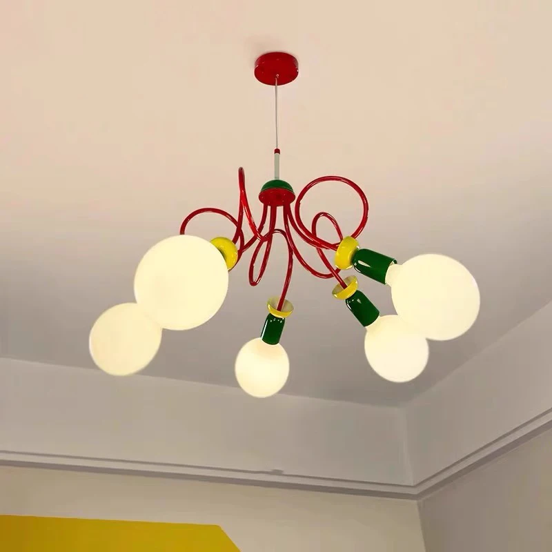 

Memphis Art LED Creative Glass Cartoon Colorful chandelier lights,Kids Room Bedroom Floor Lamp room decoration,Table Lamp,D60CM