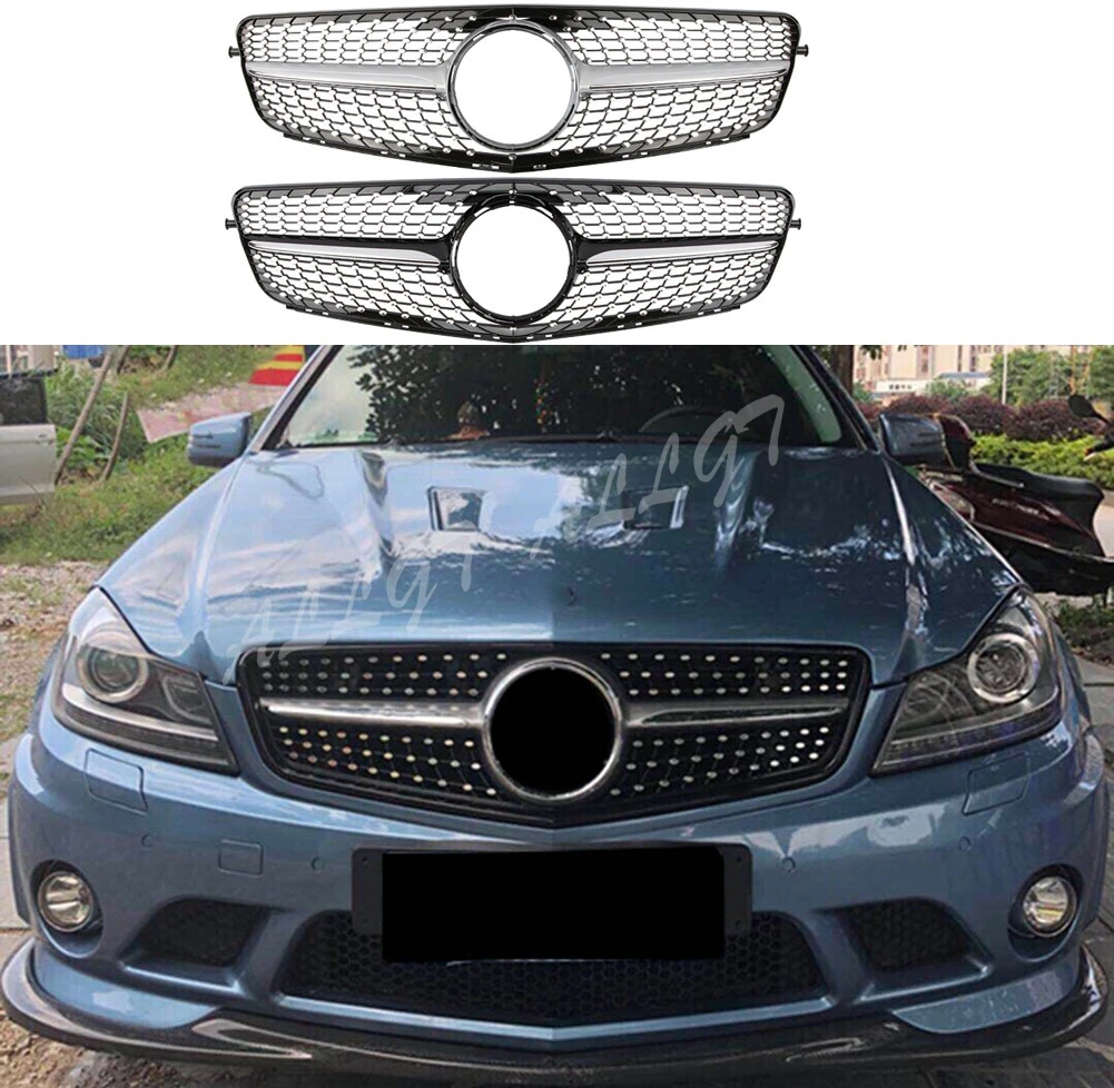 Car Front Grill Upper Grill Pre Facelift Fit For Mercedes Benz C-CLASS W204 2008 2009 2010 2011 2012 2013 2014 DIAMOND