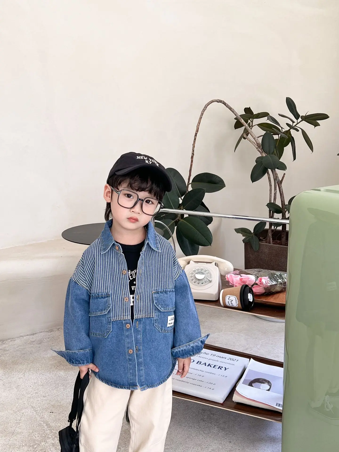 

Spring Autumn Baby Girls Boys Cotton Stylish Patchwork Striped Denim Shirt School Kids Outdoor Coat Children Outfit Tops 1-10 Yr