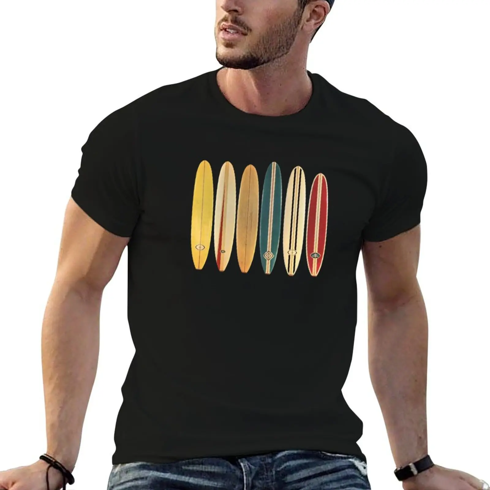 Retro Surfboards T-Shirt Outdoor Sports Lightweight Tee