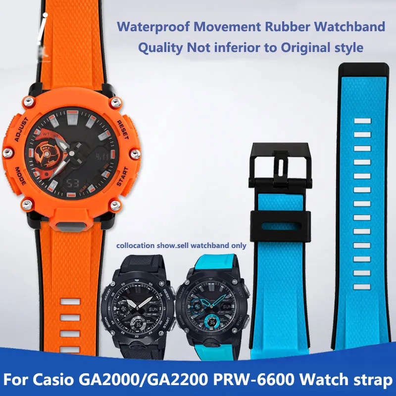 Fashion Quick release Rubber Watch strap For Casio GA2000/GA2200 PRW-6600 Resin Black Orange Blue Silicone Watchband Attachment