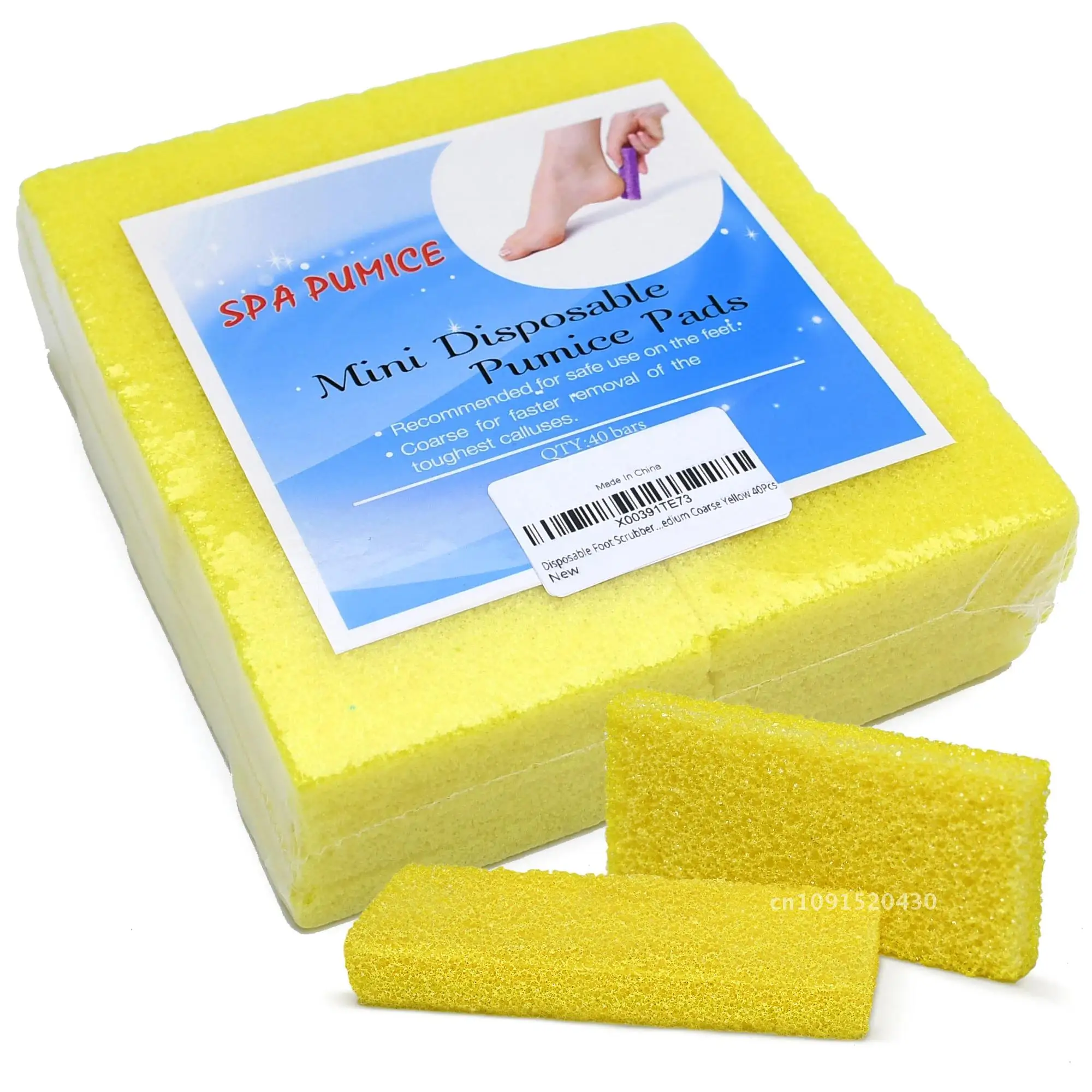 40Pcs Disposable Mini Pumice Stone Bar Pedicure Heels Foot Scrubber Sanding Block Grinding for Hard Skin Foots Callus Remover