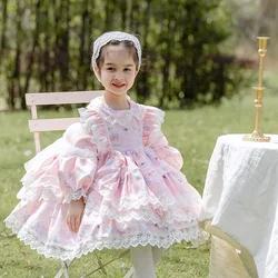 2024 Flower Baby Girl Dresses for Weddings Baby Girls Spanish Dress Toddler Kids Lolita Princess Costume Birthday Party Clothes