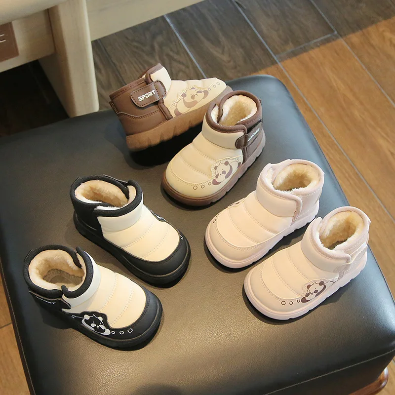 

Children's Snow Boots Winter Boys Plush Thicken Platform Cotton Shoes Comfortable Girls Warm Waterproof Fashion Warm Plush Shoes