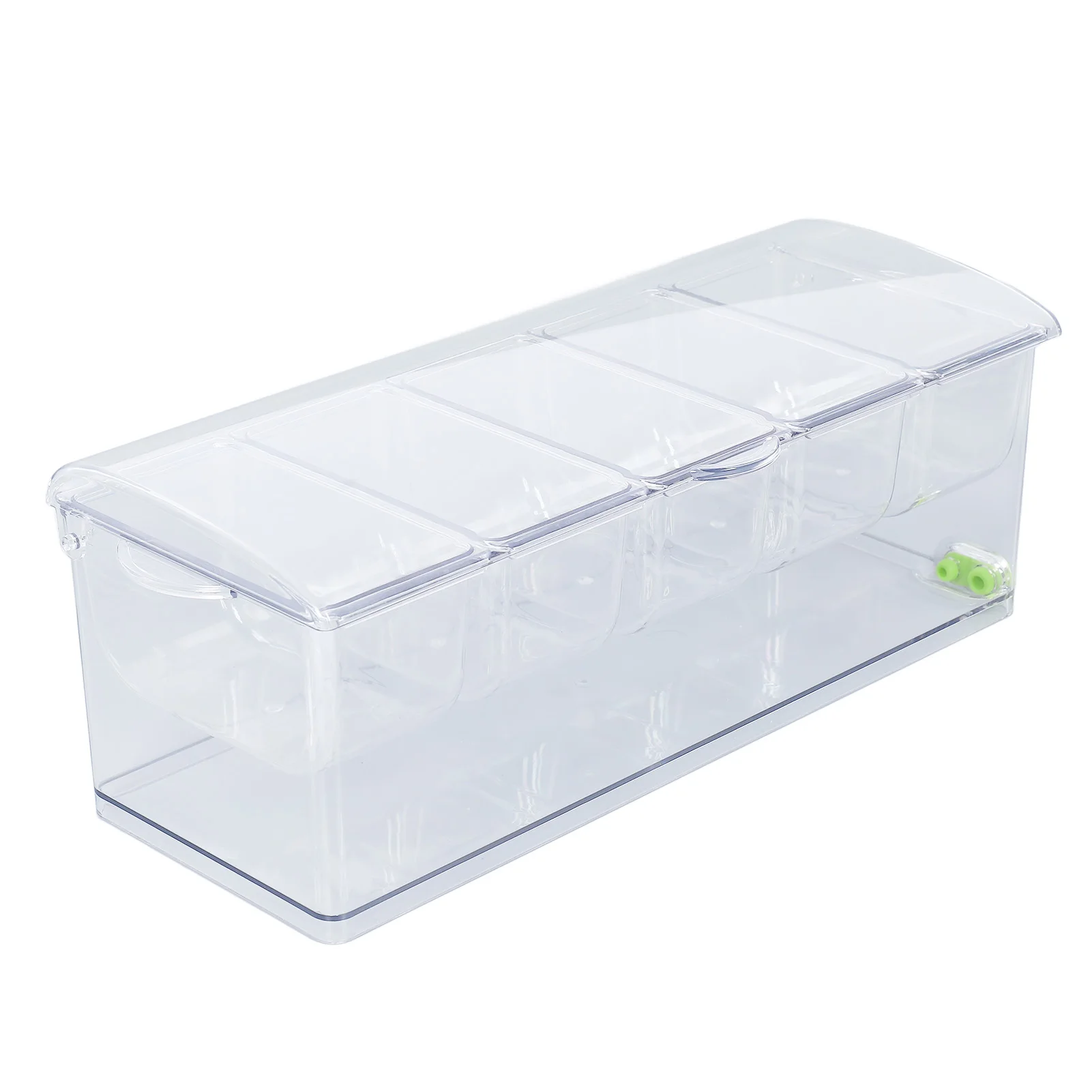 

Clear Sauce Serving Tray Plastic Portale Tight Sealing Ice Chilled Condiment Server Space Saving with Lid for Cold Food