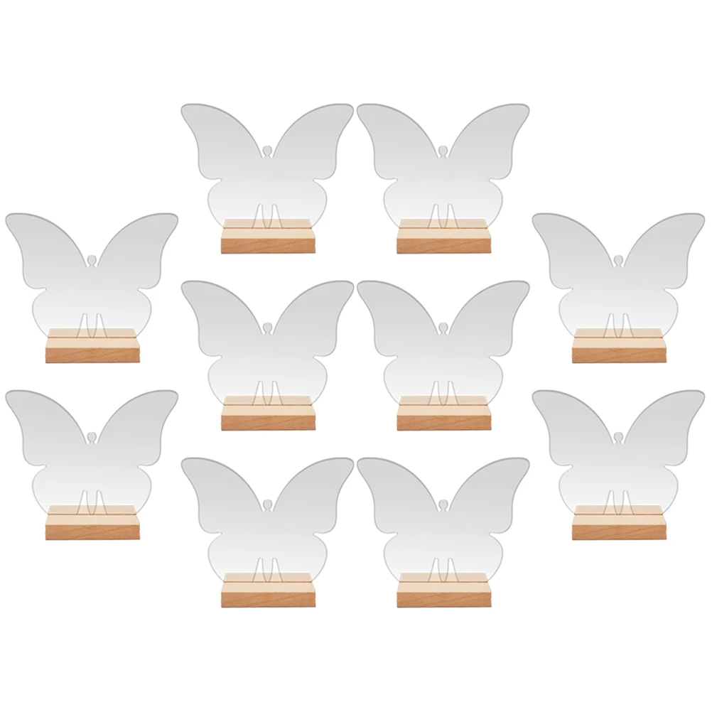 

10 set 10 Sets Place Cards Reserved Signs Clear Butterfly Shaped Seating Signs Stand Wedding Banquet Party Restaurant Decor