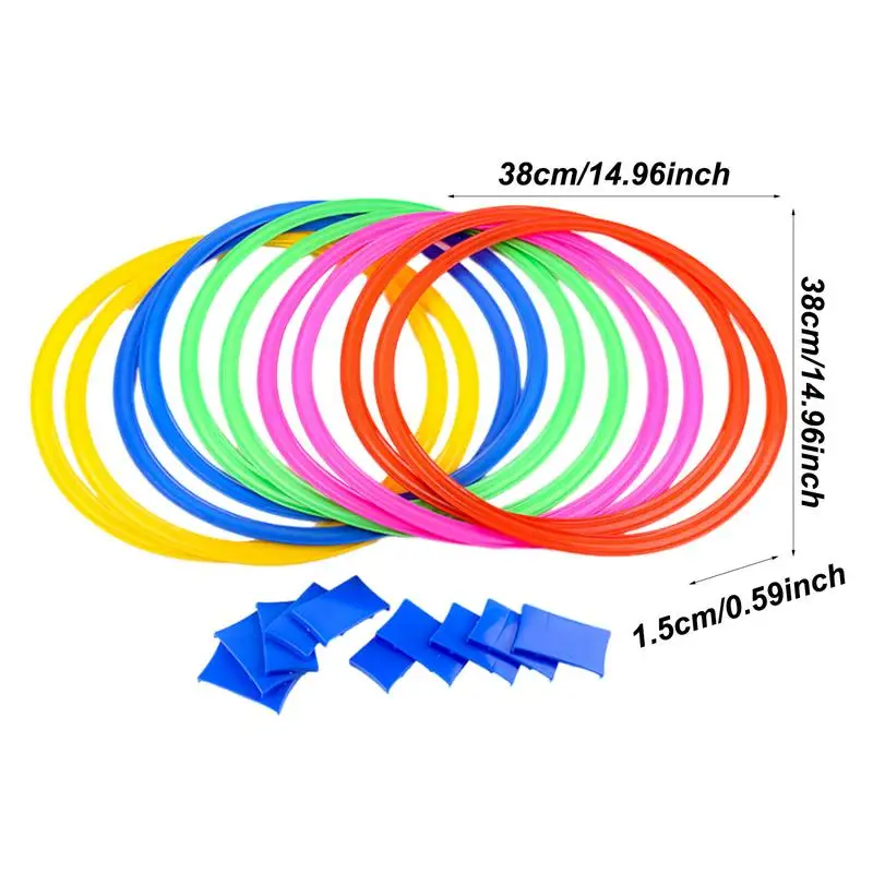 Hops cotch Ringe mit Anschlüssen Hops cotch Ring Spiel Hindernis parcours mit Sitzsack 15 Zoll Quadrate mit Anschlüssen für Kinder drinnen