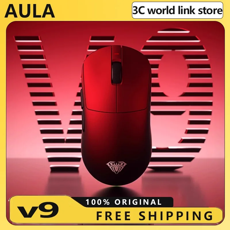 

Мышь AULA V9/V9 + Paw3950, трехрежимная беспроводная мышь Paw3395, 8000 Гц, игровая мышь для киберспорта, легкая мышь, аксессуары для ПК для FPS Gamer