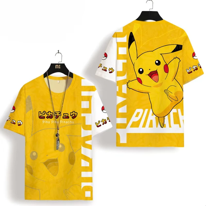 Heißer Verkauf Bandai 2026 Anime Sommer Pikachu Cartoon Bedrucktes Schnelltrocknendes Atmungsaktives Bequemes Eltern-Kind Kurzarm-T-Shirt
