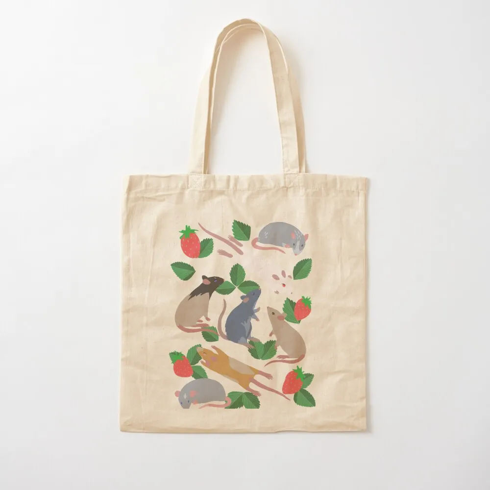 Strawberry Patch Rats Tote Bag reusable shopping bag Canvas bag Eco