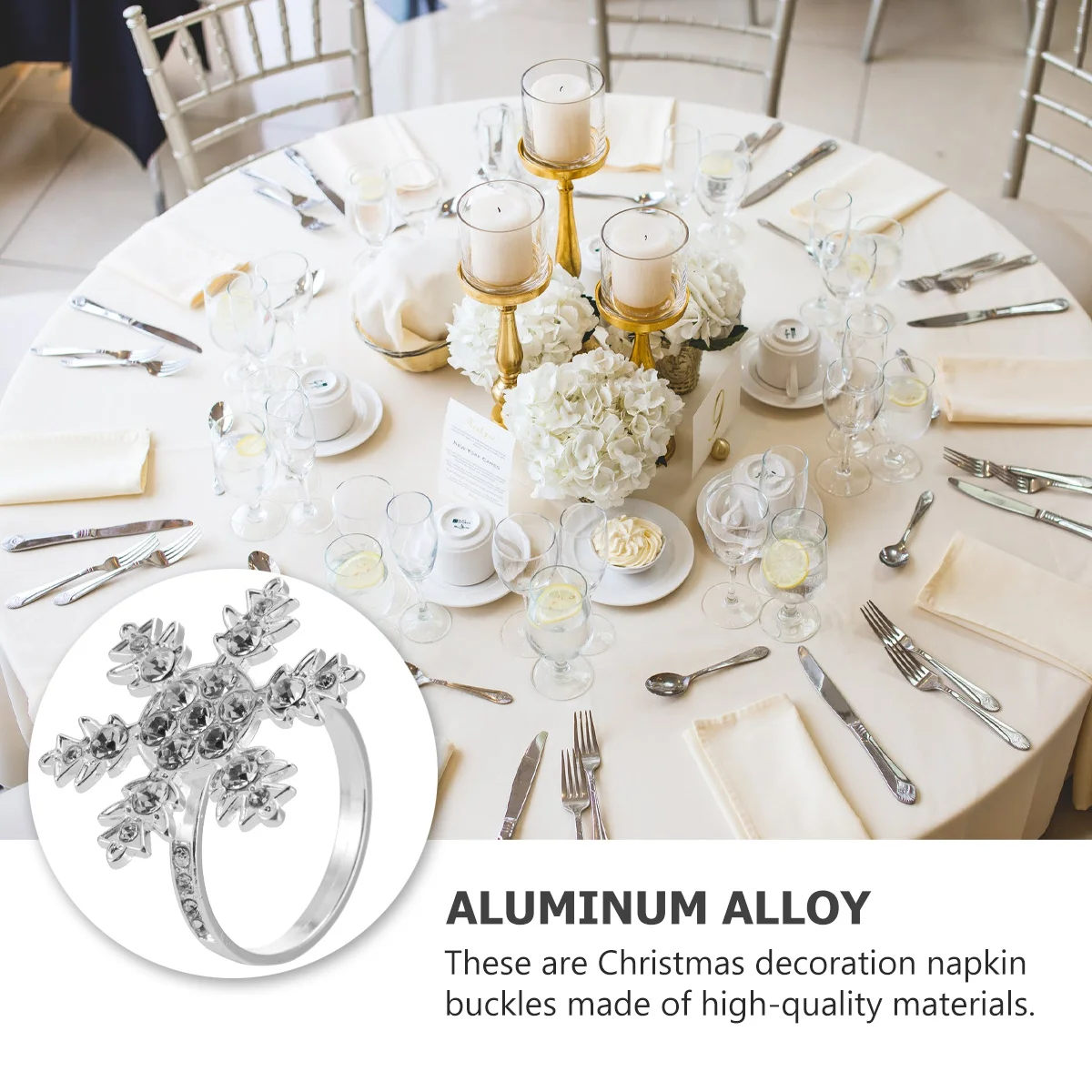 

4Pcs Beautiful Napkin Buckle Sturdy Metal Material Suitable for Hotel Restaurant Bar Festive Dinner Decoration