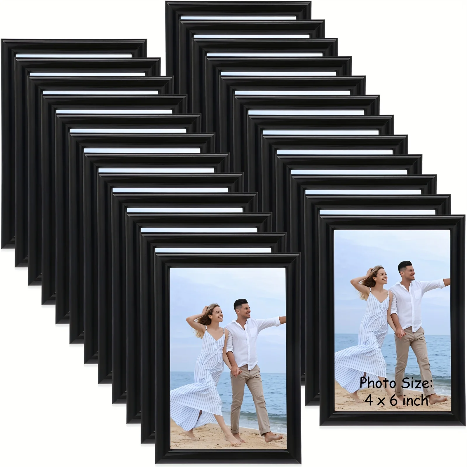 24pcs Black 4x6 Inch Photo Frames – Classic Vertical Design for Wall Hanging or Tabletop Display, Ideal for Home Decor, Office S view 6