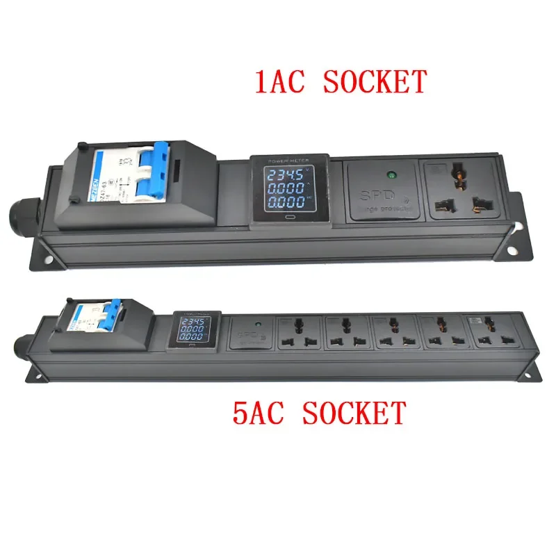 PDU power board distribution device switch 2-7AC 10A universal socket air switch ammeter surge protection