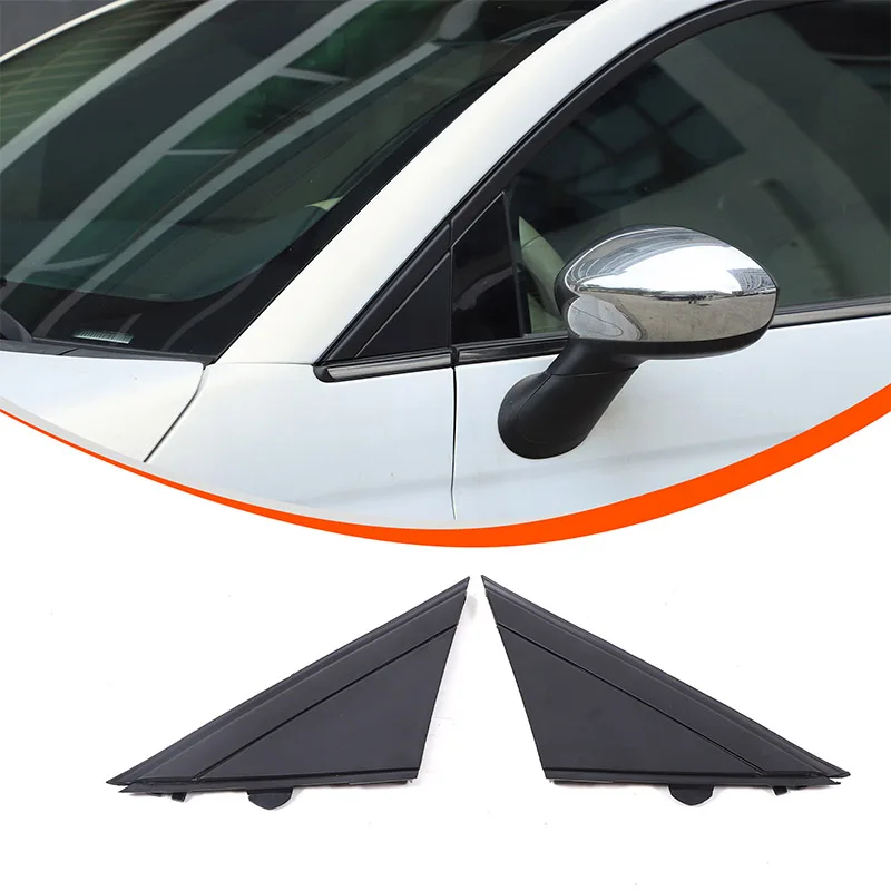 

For Fiat 500 2010+ Car rearview mirror side triangle panel ABS black Replacement parts 2 Pcs