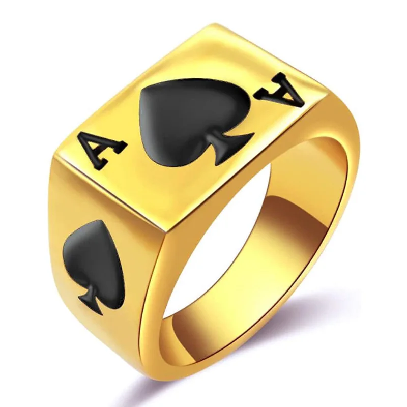 2026 New Unisex Ring Fashion Personality Poker Design Sense  Trend Domineering Punk Style Attending Banquet Jewelry