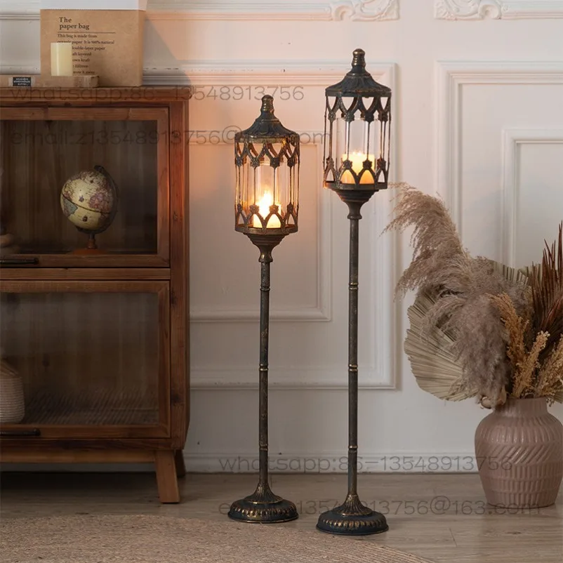 American Retro Wabi Candlestick Floor Lamp Holder B & B Coffee Shop Restaurant Ornament European Style Wind Lamp