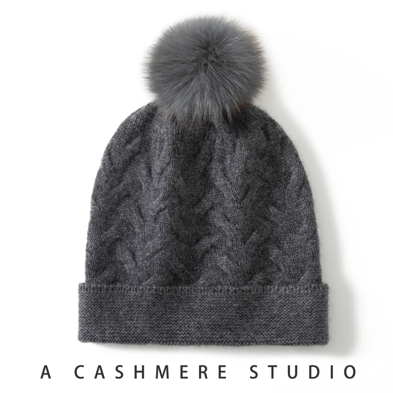 MERRILAMB Solid Color Cashmere Knitted Bonnet Women Hat Pompom Winter Hat for Woman Casual Outdoor Keep Warm Cashmere Beanie Cap