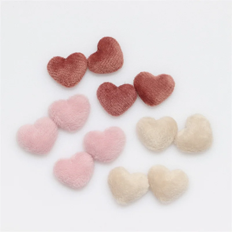 50Pcs 18mm Flannel Fabric Covered Heart Button Flat back for DIY Earrings Jewelry Material Phone Shells Scrapbooking Accessories