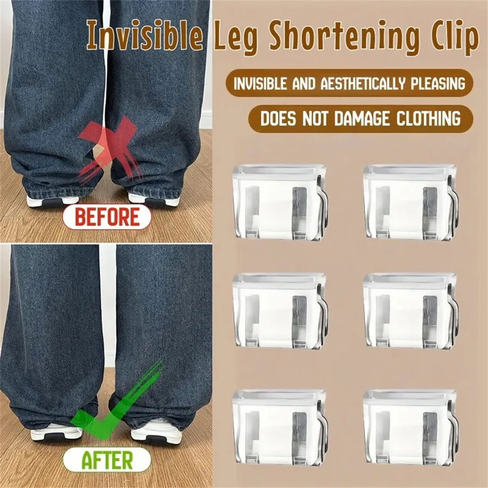 2/4/10PCS Invisible Leg Shortening Clip, Non-Slip Pants Edge Clip, Quick Fix Hem Clip, Hidden Pants Adjuster, Sewing Accessories