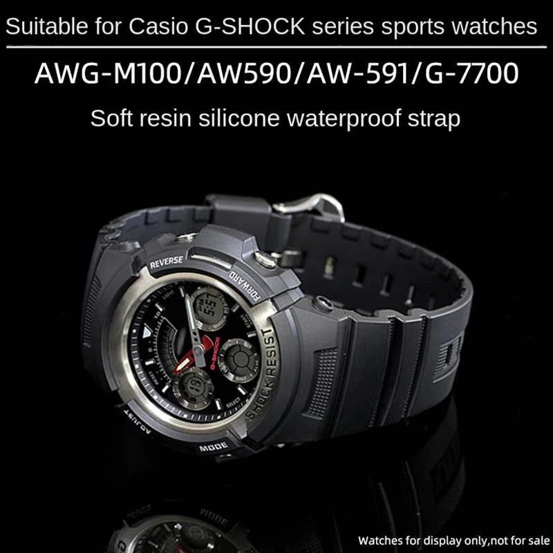 AW590 aw-591 rubber strap for Casio AW-590 AW591 AWG-M100 G-7700 nylon strap G-SHOCK  replacement silicone strap AW591 accessory