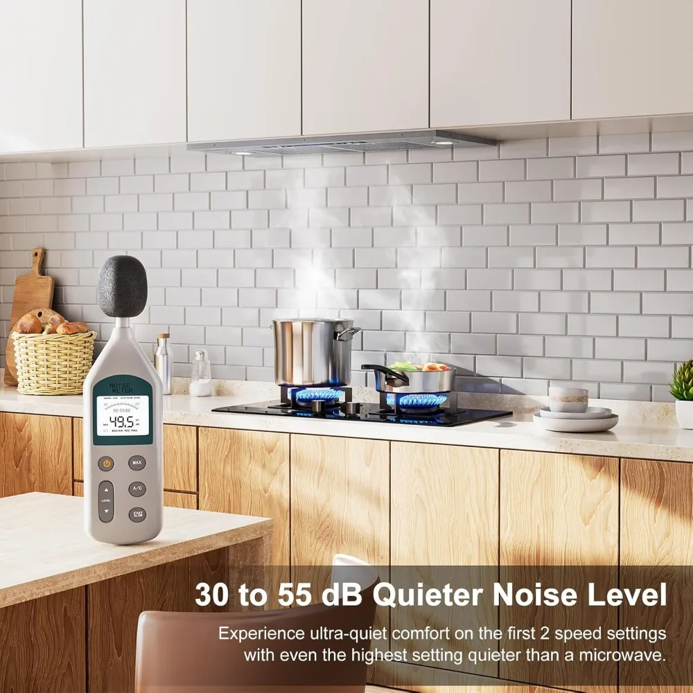 Range Hood 30 Inch, 900 CFM with Ducted Convertible Ductless (Kit Included), 4 Speed Gesture Sensing&Touch Control Panel