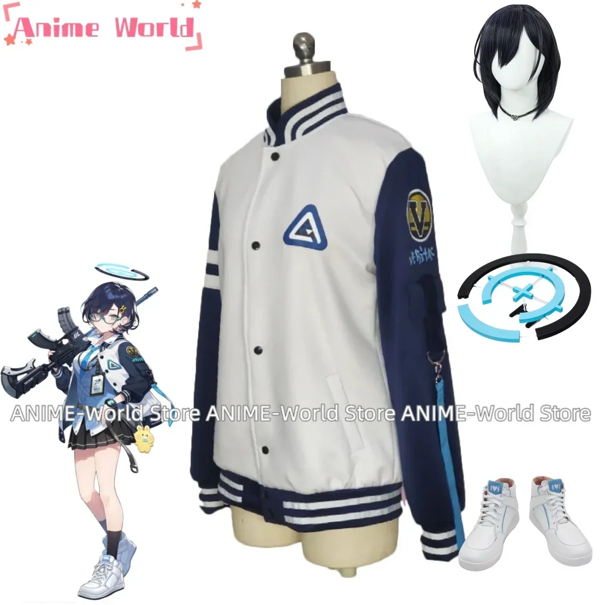 

Game Chihiro Cosplay Costume Game Blue Archive Cosplay Coat Party Suit Anime Clothing Halloween Uniforms Wig Shoes Headwear