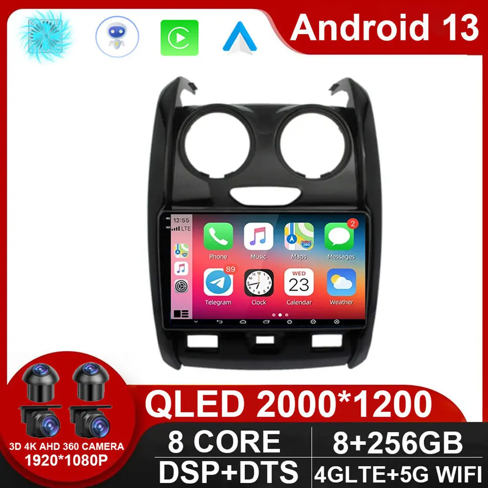 Android 13 Car Radio For Renault Duster 2015 - 2021 For LADA Largus 2021 Multimedia Player Carplay Auto GPS Navigation NO 2 Din