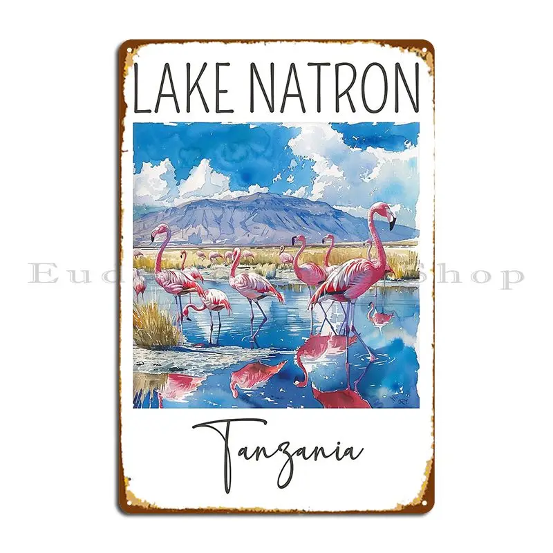 Watercolor Design Of Lake Natron Tanzania Metal Plaque Poster Design Cinema Party Plates Custom Create Tin Sign Poster