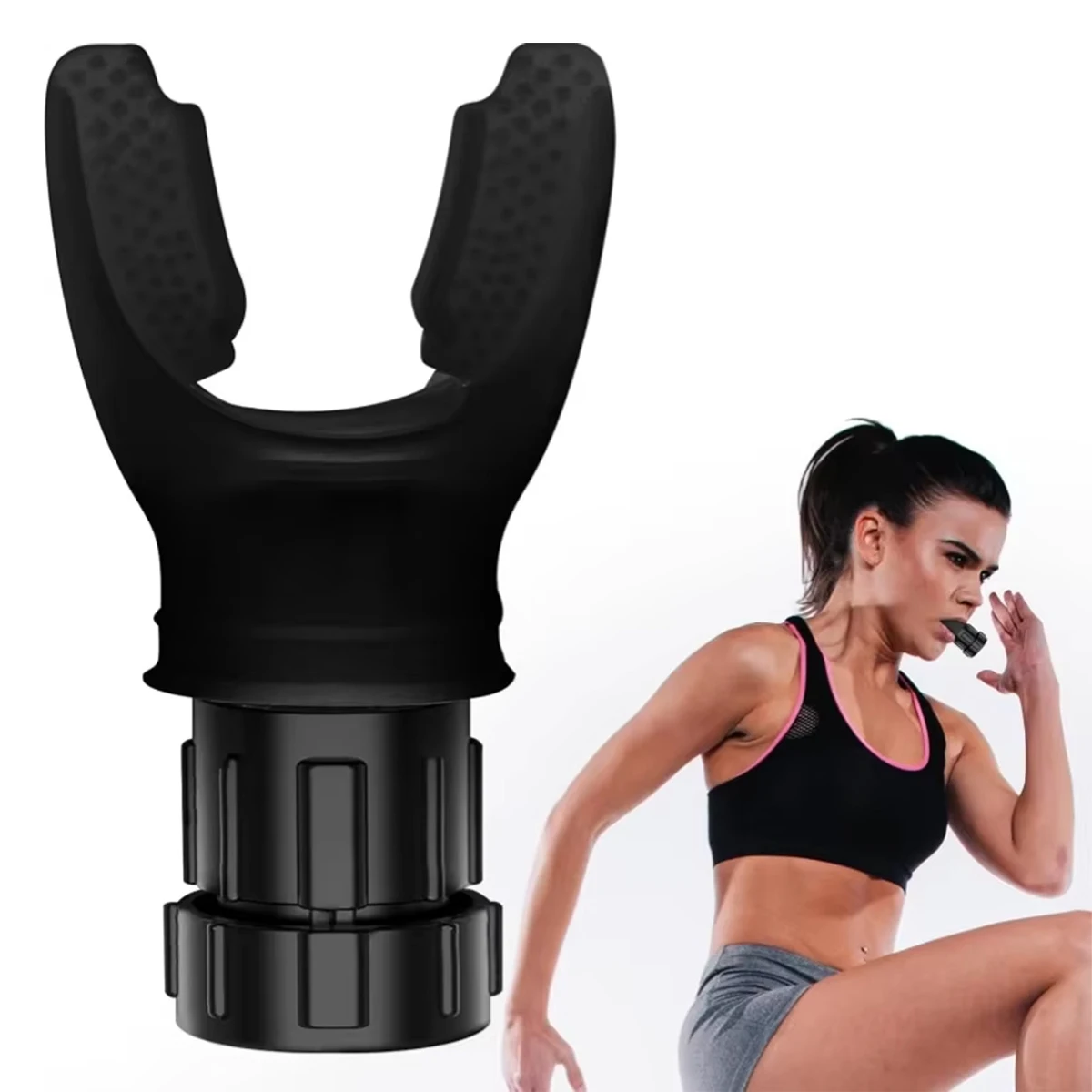 Adjustable Resistance Breathing Exercise Device, Portable Silicone Lung Trainer for Fitness, Breathing Strength Training