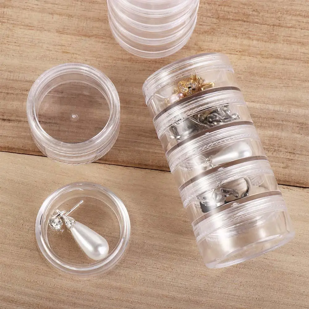 Plastic Mini Clear Round with Cover for Bracelet Earrings Makeup Organizer Face Cream Box Eye Cream Box Jewelry Storage Box