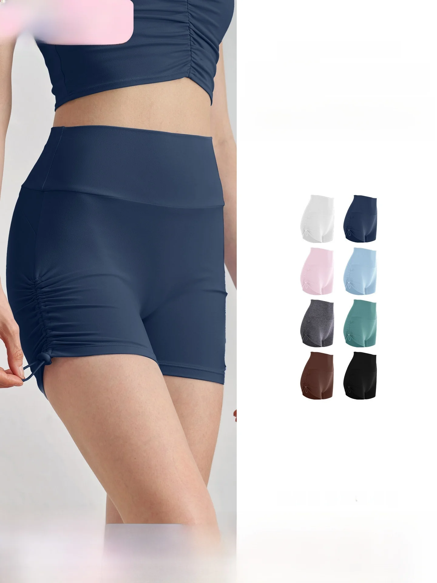 High Waist Sports Yoga Shorts Women's Drawstring Running Training Fitness Hot Pants Tummy Control Butt Lifting Three-Quarter ...