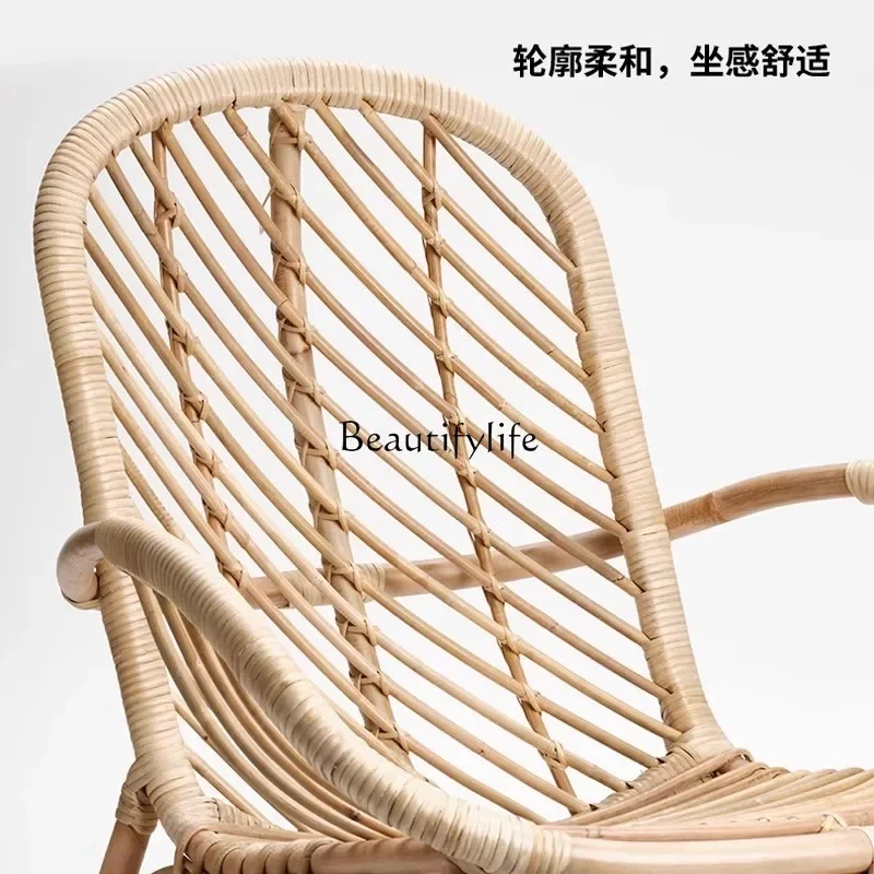 

yj32 Surprise Wind Rattan Sofa Chair Nordic Plant Full Rattan Backrest Armrest Leisure Chair