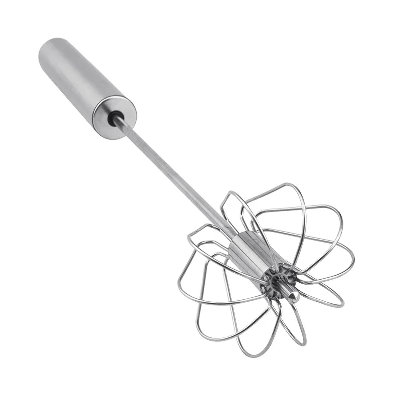 LiTuiLi Semi-automatic Egg Beater Stainless Steel Whisk Manual Press Type Rotary Self Turning Egg Stirrer Kitchen Accessories