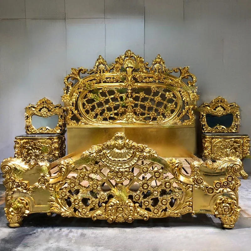 

Customized European solid wood double bed, master bedroom
