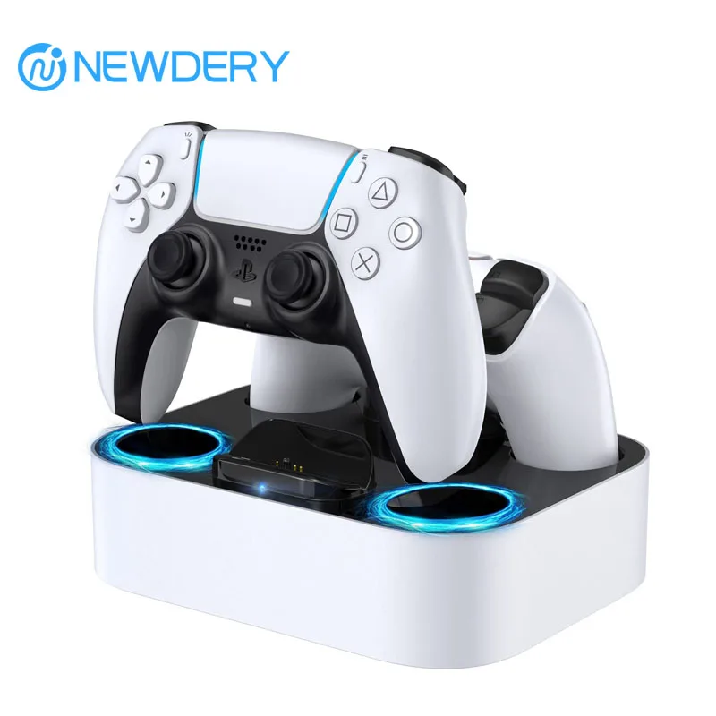 Estación de carga de controlador PS5 para PlayStation 5 y controlador DualSense Edge soporte de base de carga rápida con Cable, blanco y negro