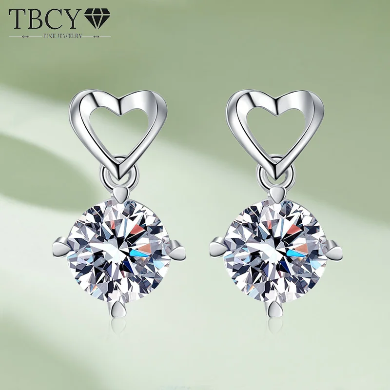 

Женские круглые серьги-гвоздики TBCYD, серьги из серебра пробы с муассанитом и бриллиантами, с сертификатом GRA, ювелирные украшения для свадебной вечеринки