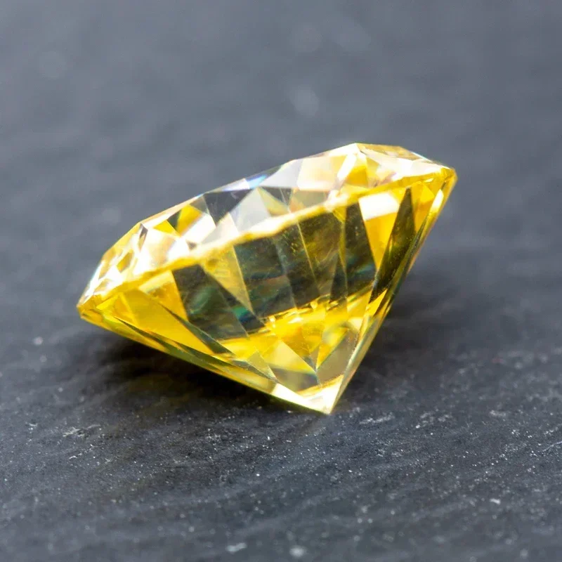 Moissanite Vivi sertifikat GRA, alat penguji berlian longgar VVS1 potongan bulat berwarna kuning