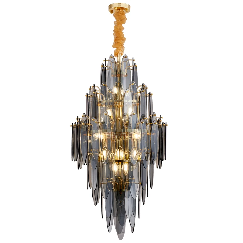 Postmodern Art Deco Style LED Chandelier with Glass Crystal and Iron Frame Suspension Light Luminaire for Dining Room Illuminati