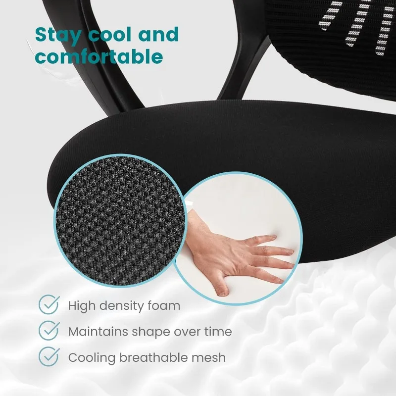 SMUG Office Computer Desk Chair, Ergonomic Mid-Back Mesh Rolling Work Swivel Task Chairs with Wheels, Comfortable Lumbar Support