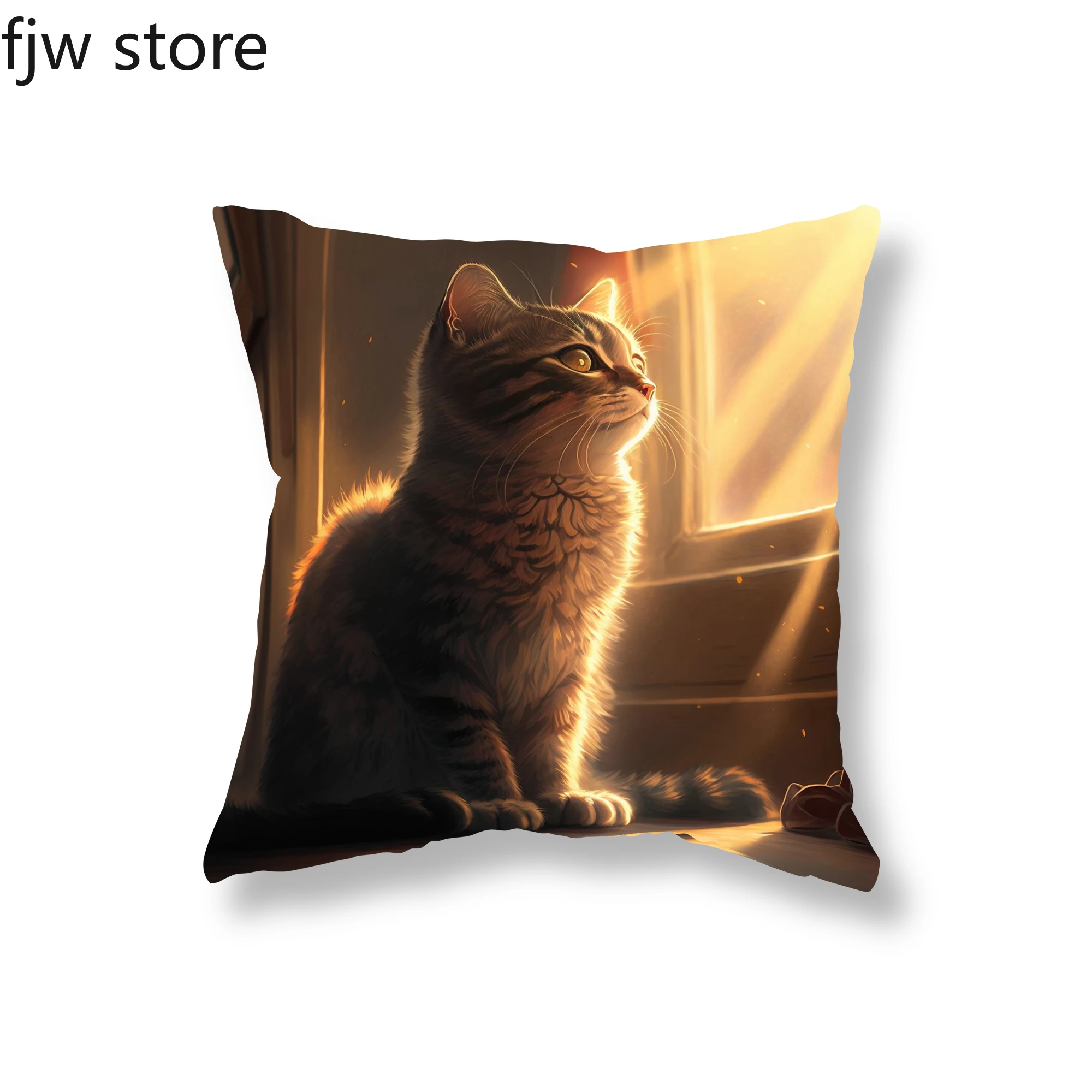 Funda de almohada con estampado de búho y gato para niños, cojín de asiento de cabecera, decoración de sofá, Kawaii, hogar