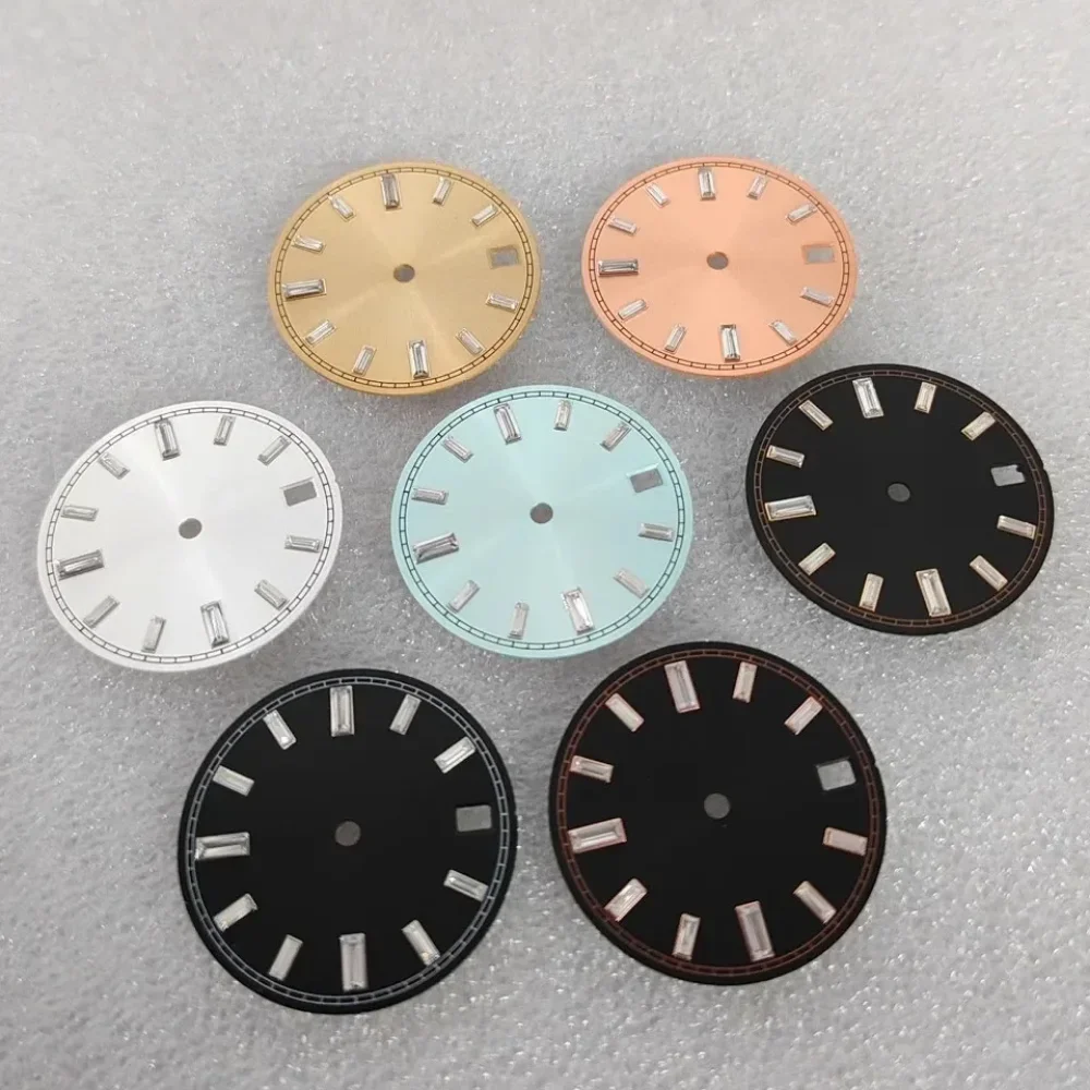 NH35 Watch Dial 28.5mm Multi Colored Sunburst Watch Faces No Luminous Watch Replacement Parts for NH35A/NH36 Movement No Logo