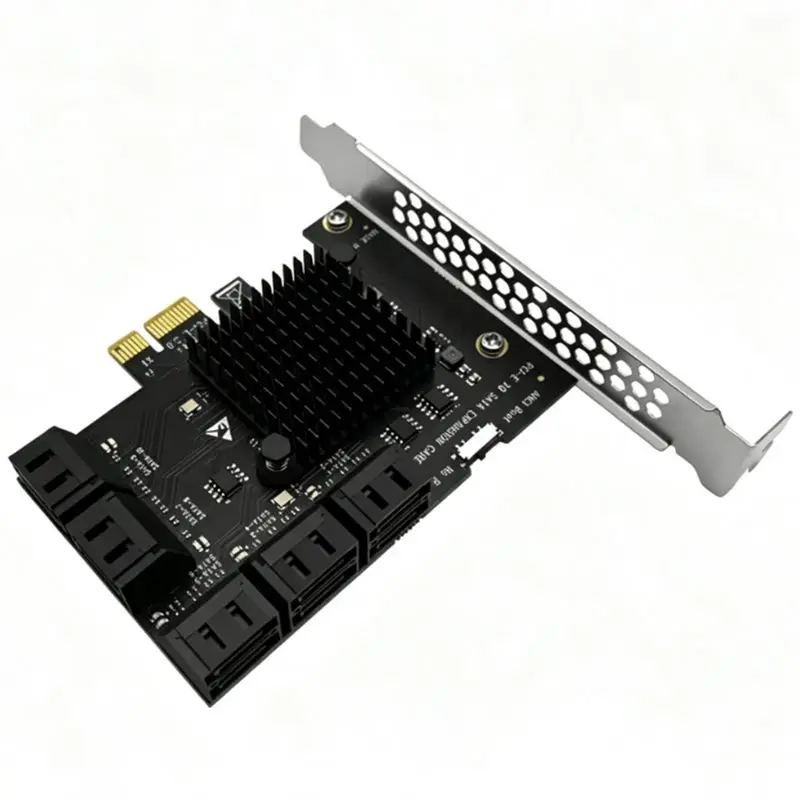 AT82-PCI-E X1 10-Port 6Gbps SATA 3.0 Controller Expansion Card, Driver Required, Works For Windows XP 7 8 10 SSD HDD