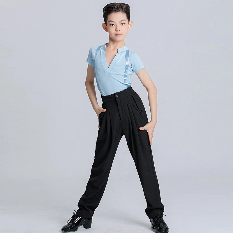 Children Latin Dance Clothes Boys Practice Clothes Waltz Competition Performance Costumes Shirt Pants Suit Samba Wear XH1159