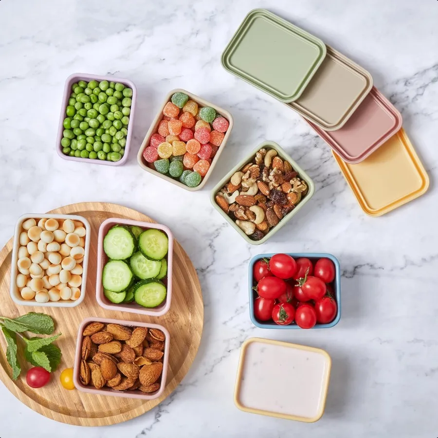 ISSEVE 8oz حاويات الوجبات الخفيفة من السيليكون لحاويات صغيرة قابلة لإعادة الاستخدام كوب واحد مع أغطية حاويات تخزين المواد الغذائية من السيليكون المقاوم للتسرب