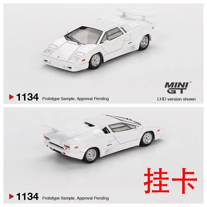 MINIGT 1:64 Lamborghini Countach 1134 White Alloy Car Model Toy Collection Gift