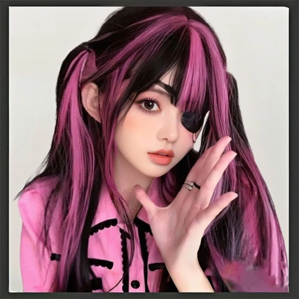 Anime Cosplay Pruik - Gothic Lolita Volledige Hoofdpruik met Roze Ombre Hoogtepunten, 2025, Nieuwe Kawaii Haar Halloween Kostuum Accessoire